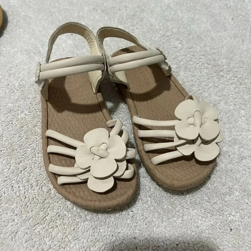 Gymboree & Fashion Kids Girls Pink Gladiator Sandals 10 & White Toddler Lot Of 2